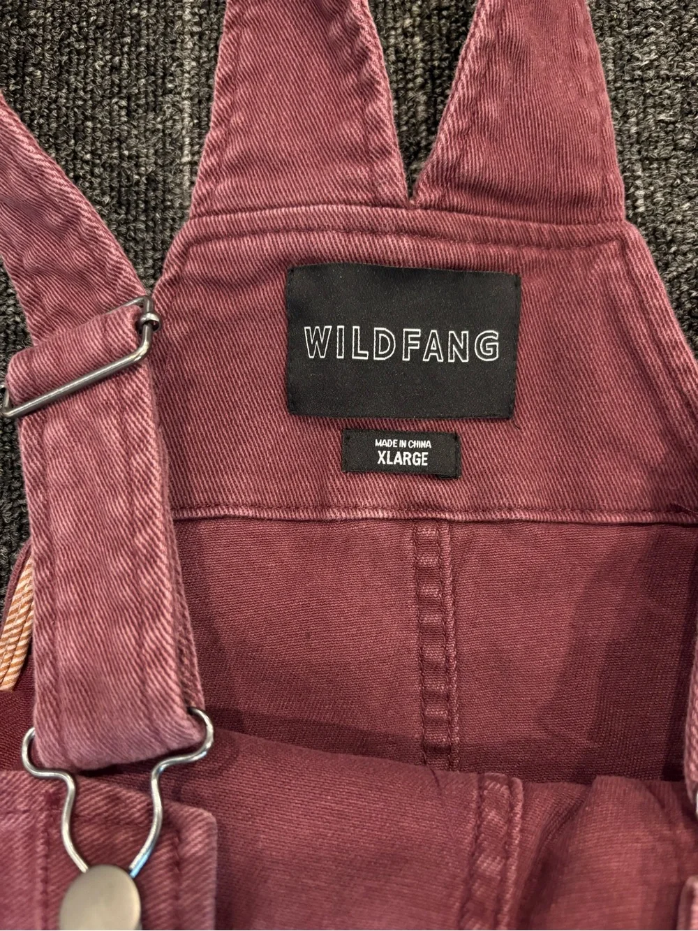 Wildfang Maroon Denim Overalls Size XL - Picture 3 of 4
